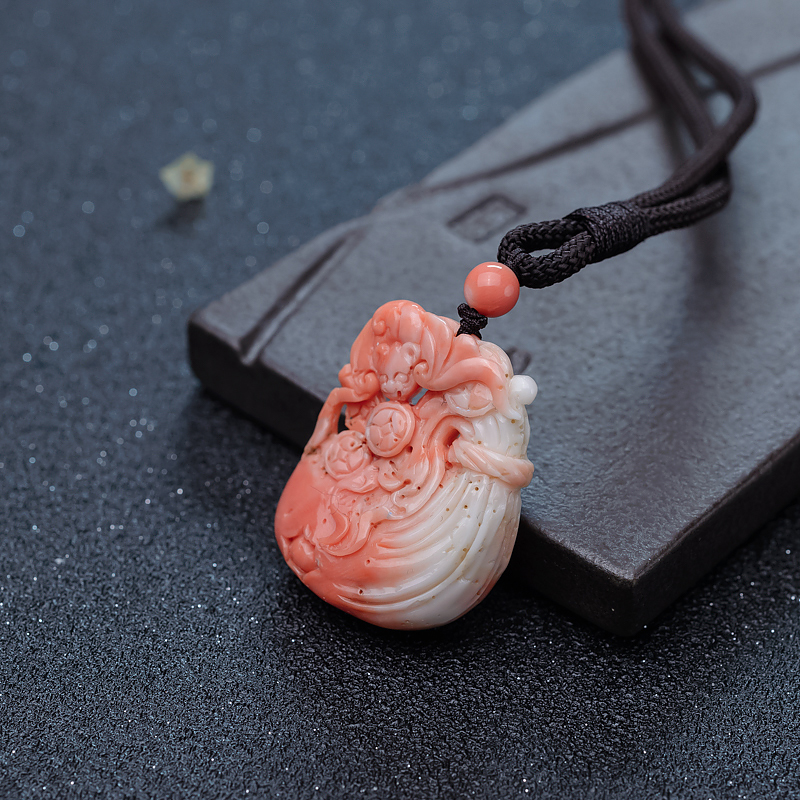 天然MOMO珊瑚福在眼前吊坠-红掌柜