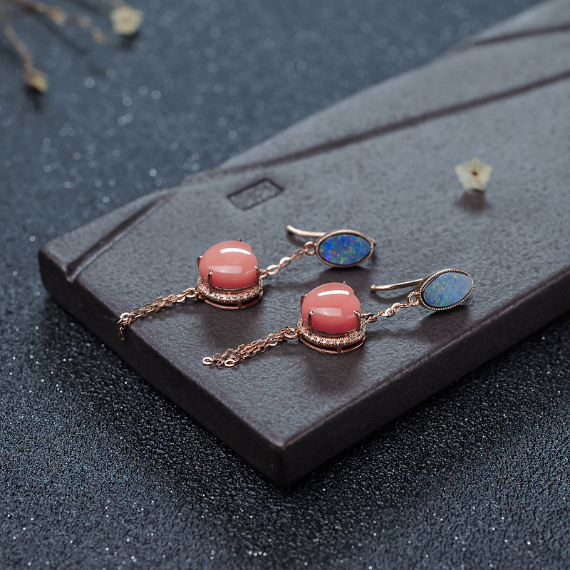 18K深水珊瑚耳坠-红掌柜