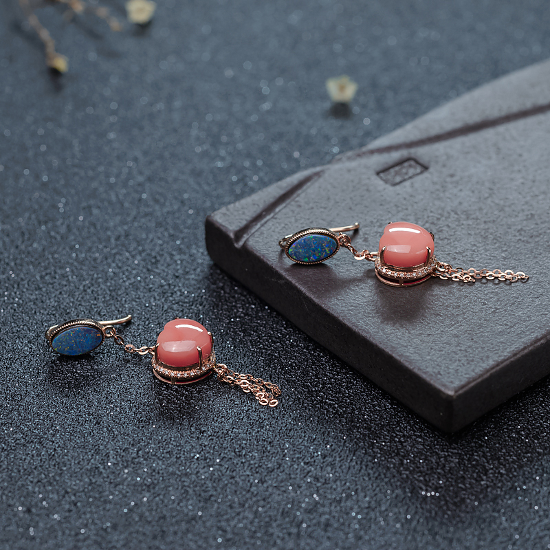 深水珊瑚心形耳坠-红掌柜