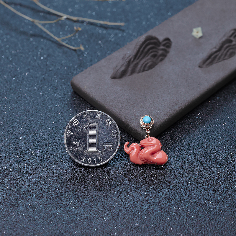 天然珊瑚巳蛇吊坠-红掌柜