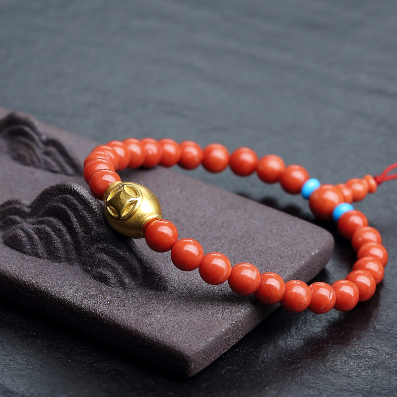 沙丁珊瑚单圈手串-红掌柜