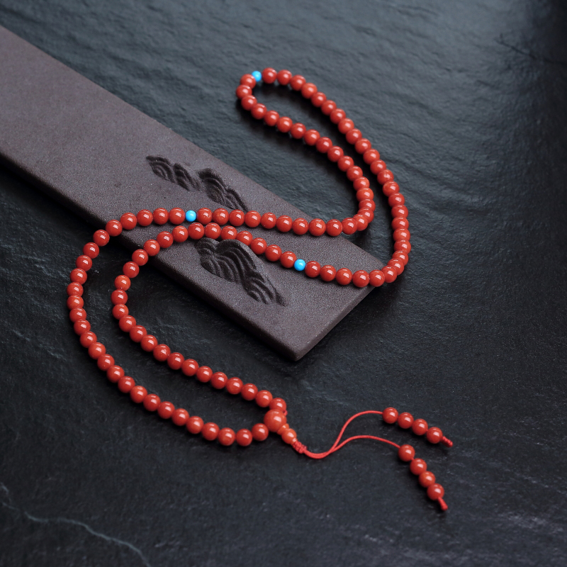 6mm沙丁朱红珊瑚108佛珠-红掌柜