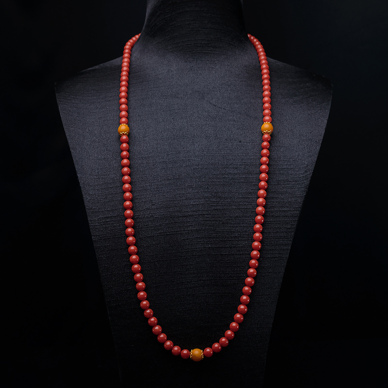 6mm沙丁朱红珊瑚108佛珠-红掌柜