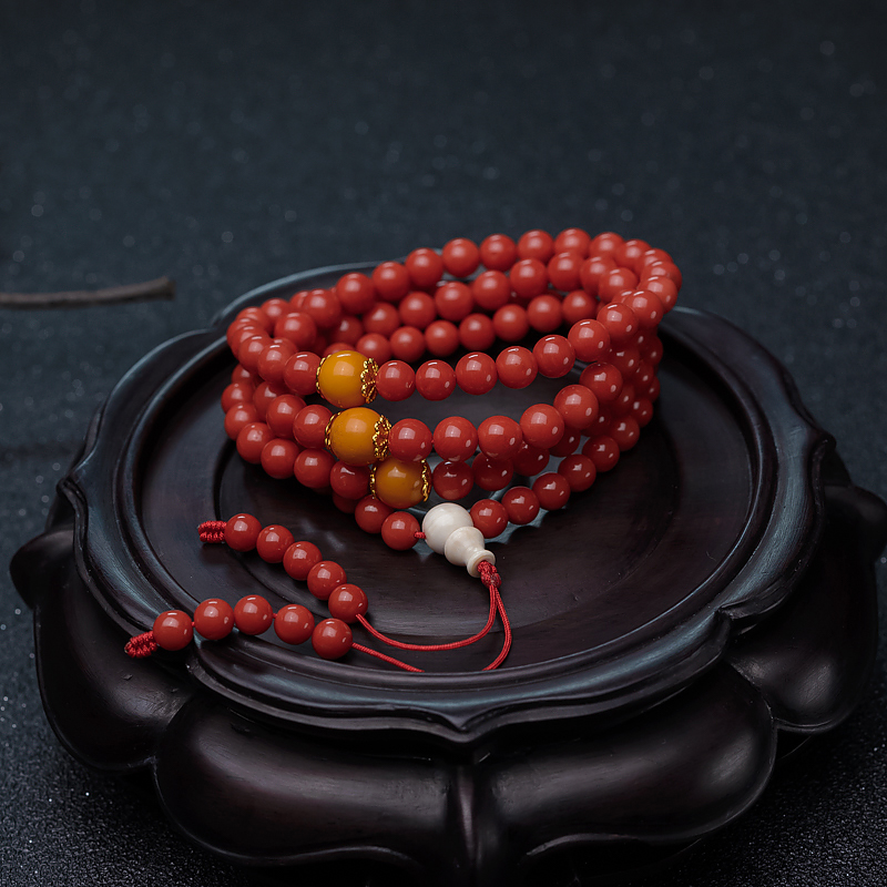 6mm沙丁珊瑚108佛珠-红掌柜