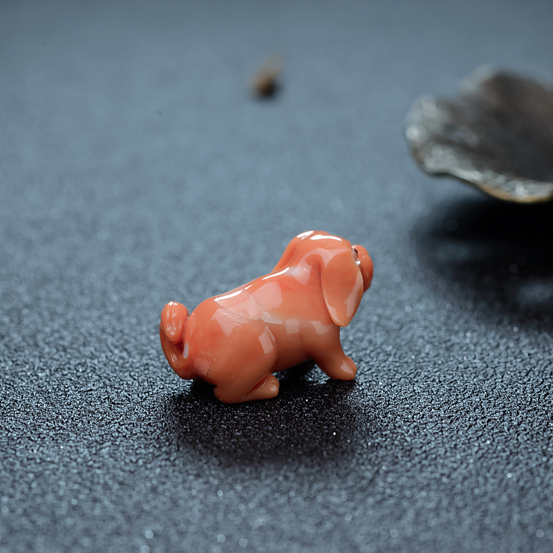 台湾MOMO珊瑚旺财小摆件-红掌柜