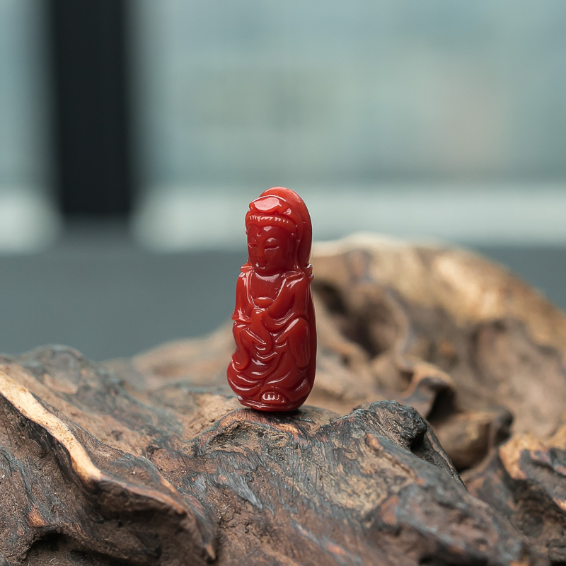 天然珊瑚观音吊坠-红掌柜
