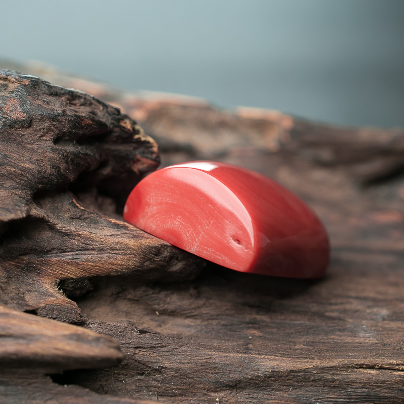 台湾珊瑚方形戒面-红掌柜