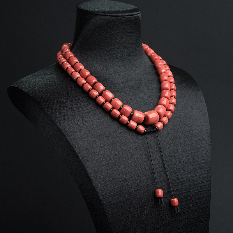 MOMO红珊瑚桶珠塔链-红掌柜