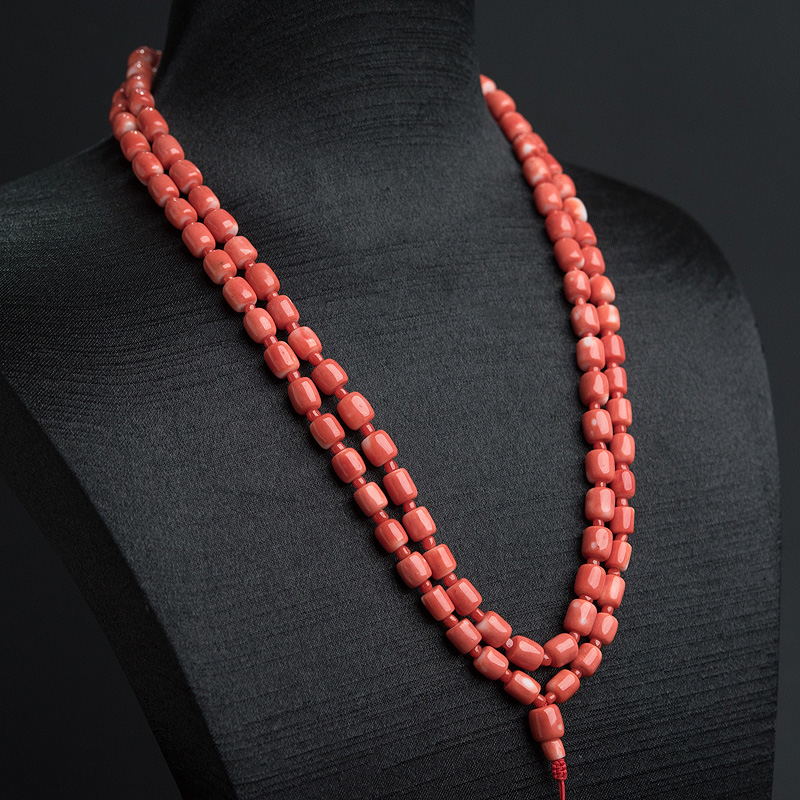 红珊瑚桶珠108佛珠-红掌柜