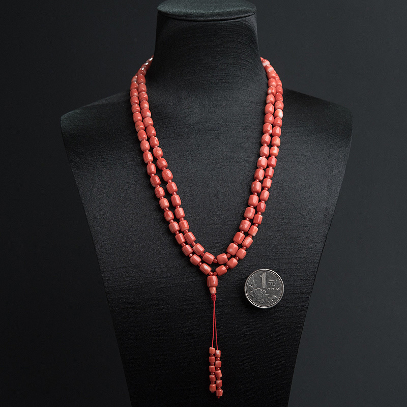 MOMO橘红珊瑚桶珠佛珠-红掌柜