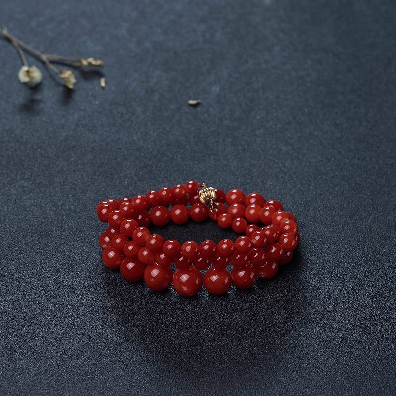 日本天然深红珊瑚塔链-红掌柜