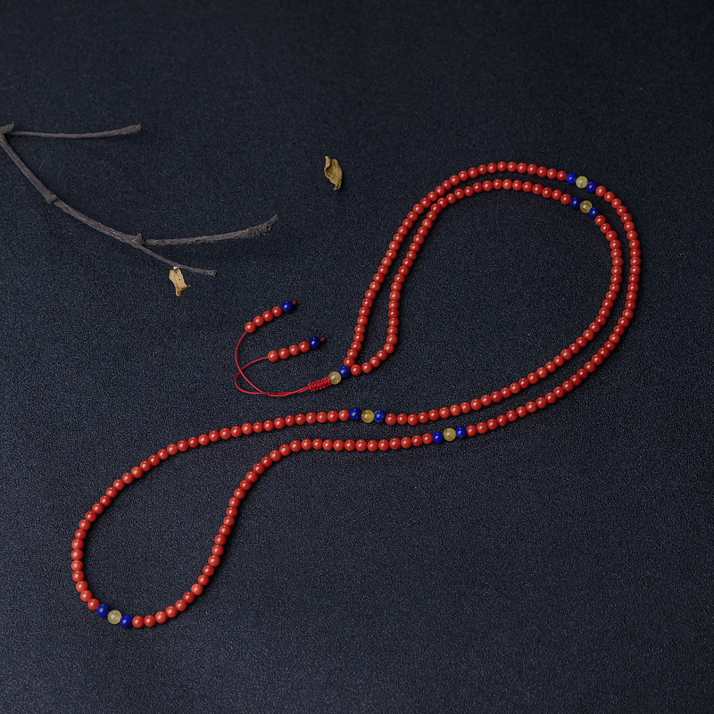 意大利沙丁朱红珊瑚珠链-红掌柜