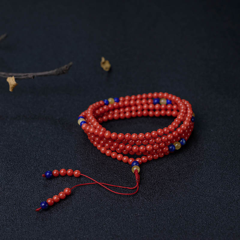 意大利天然朱红珊瑚珠链-红掌柜