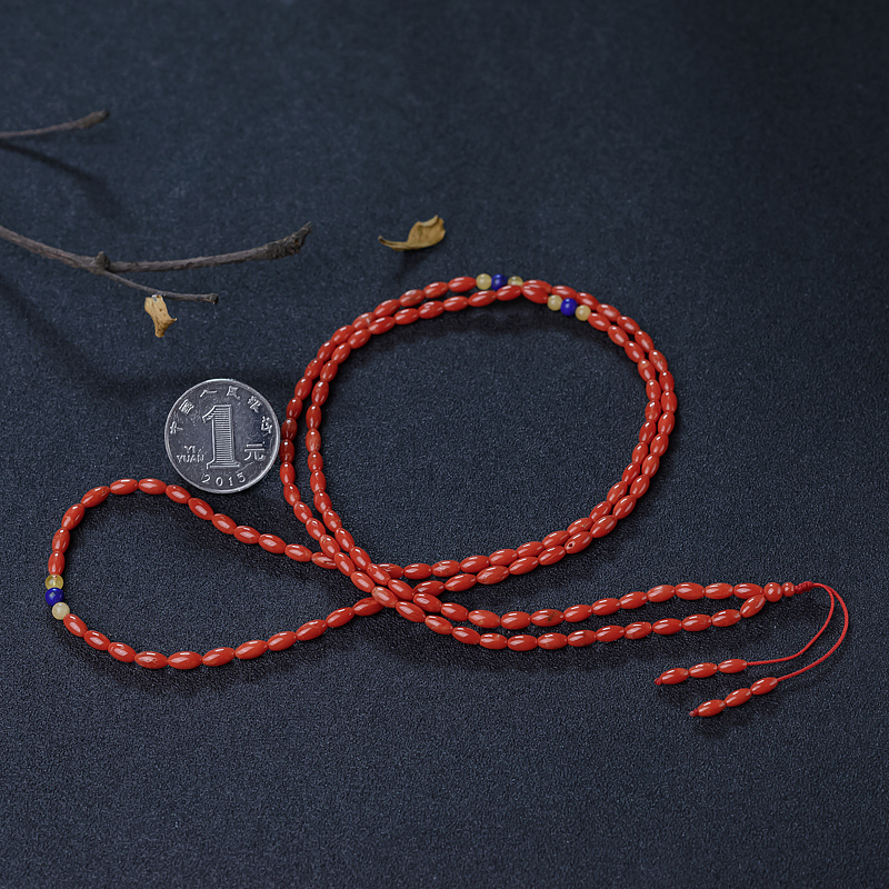 沙丁朱红珊瑚米珠长链-红掌柜