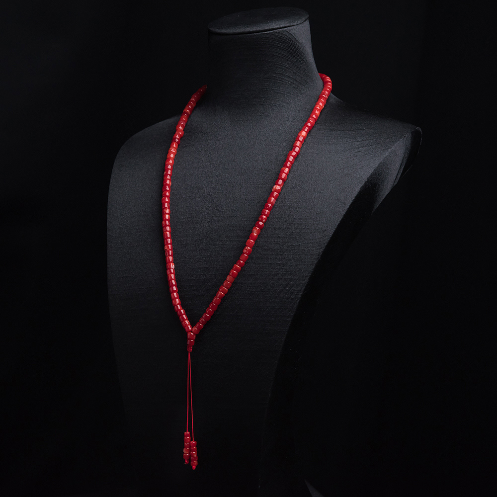 阿卡红珊瑚桶珠108佛珠-红掌柜