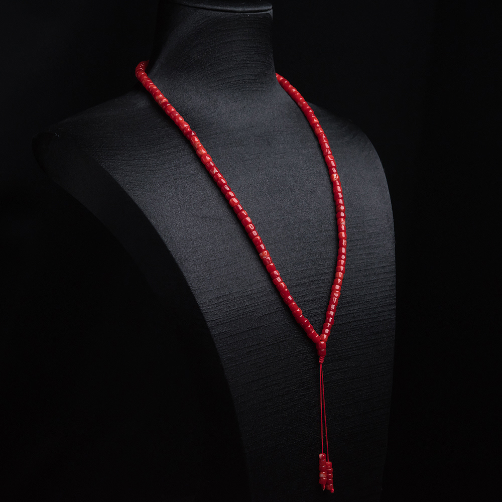 阿卡正红珊瑚桶珠佛珠-红掌柜