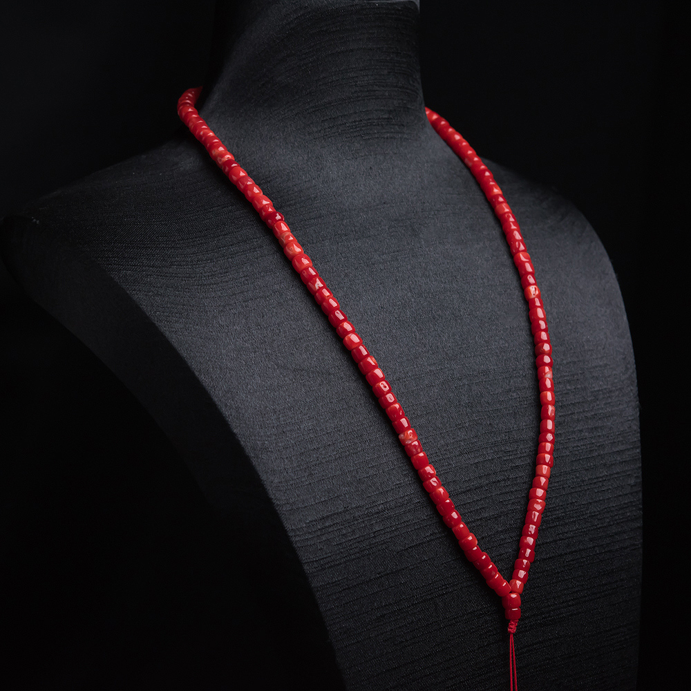 阿卡正红珊瑚桶珠佛珠-红掌柜