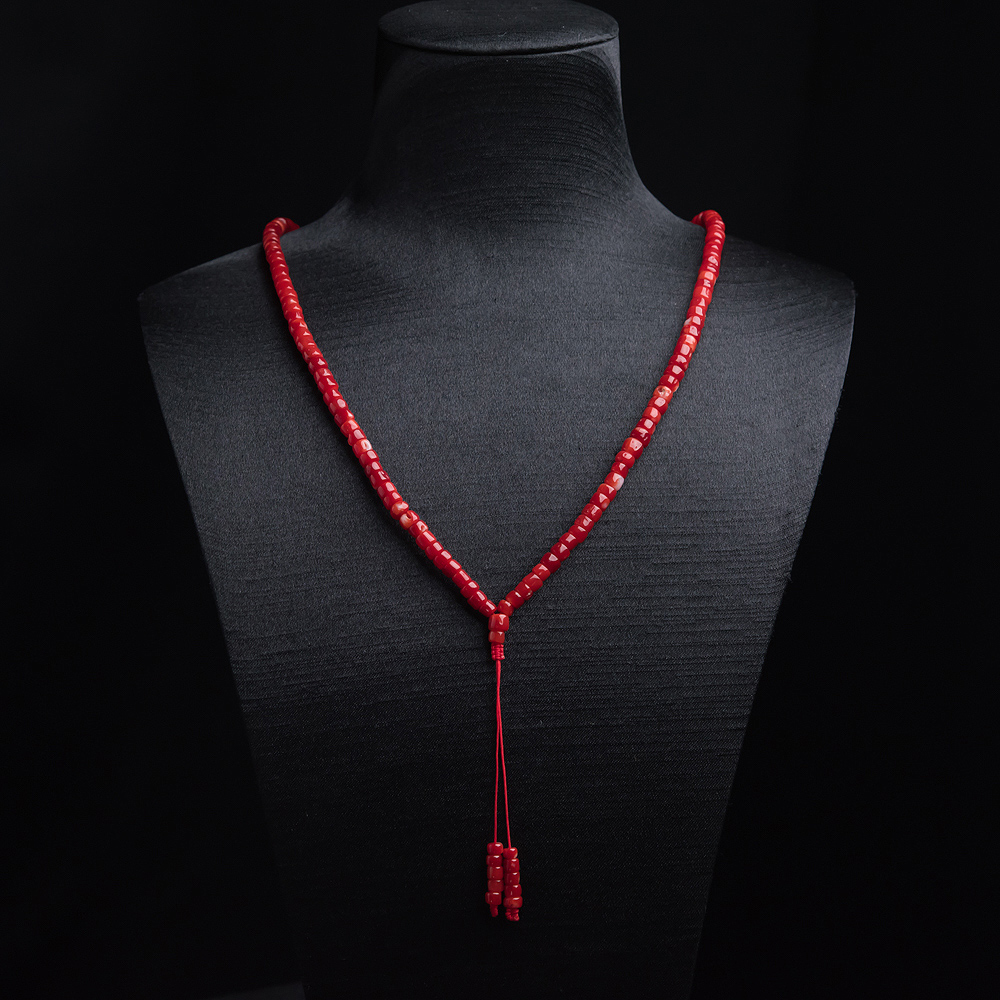 阿卡正红珊瑚桶珠108佛珠-红掌柜