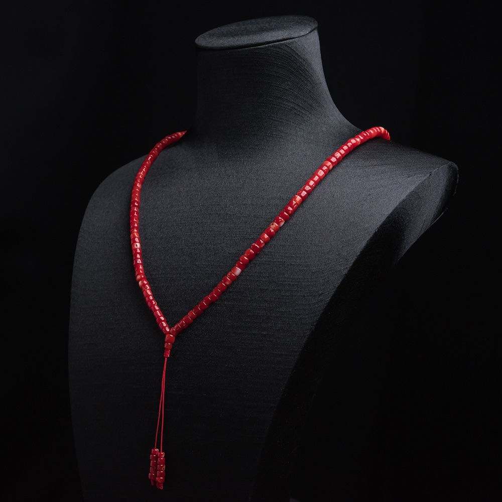 天然阿卡正红珊瑚桶珠108佛珠-红掌柜