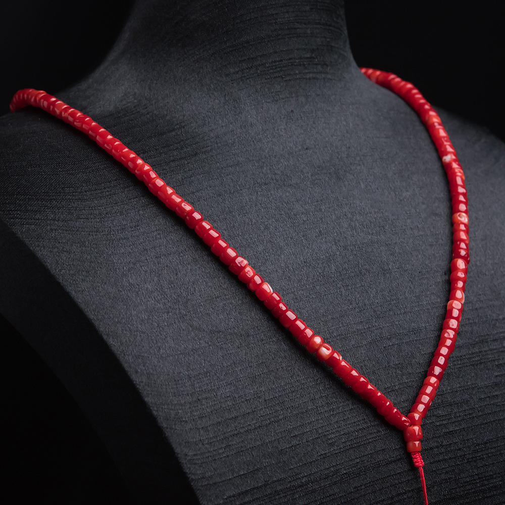 阿卡红珊瑚桶珠108佛珠-红掌柜