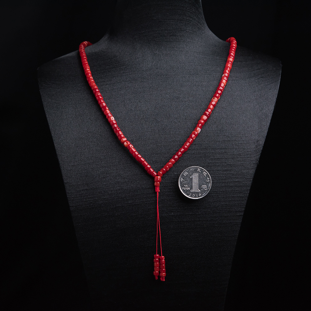 日本阿卡红珊瑚桶珠佛珠-红掌柜