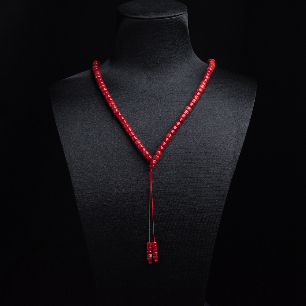 阿卡正红珊瑚桶珠108佛珠-红掌柜