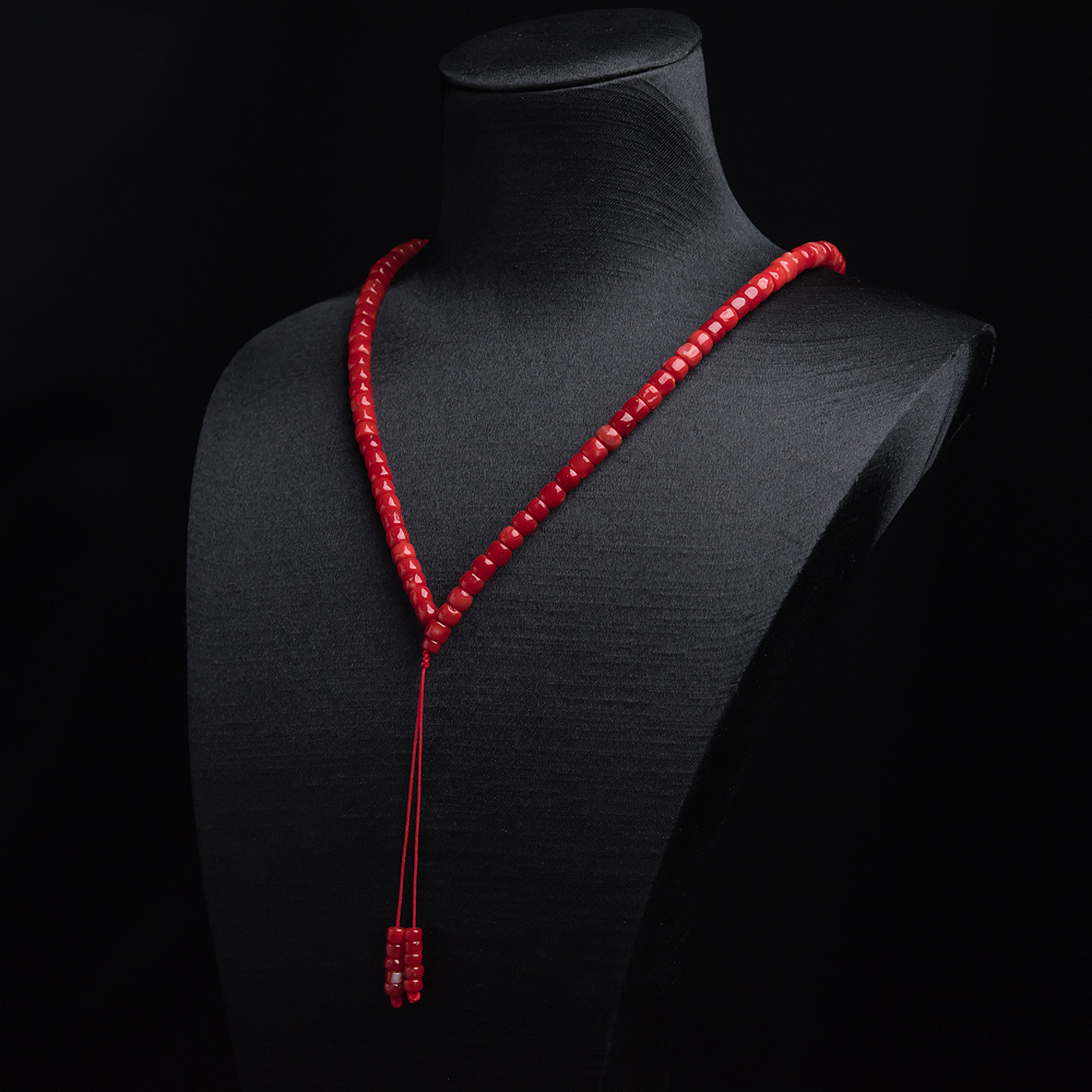 阿卡红珊瑚桶珠108佛珠-红掌柜