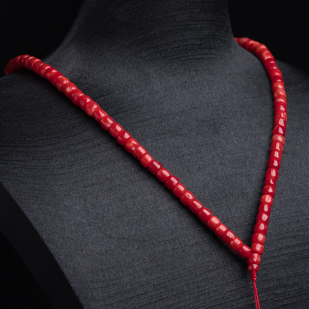 天然阿卡正红珊瑚桶珠108佛珠-红掌柜