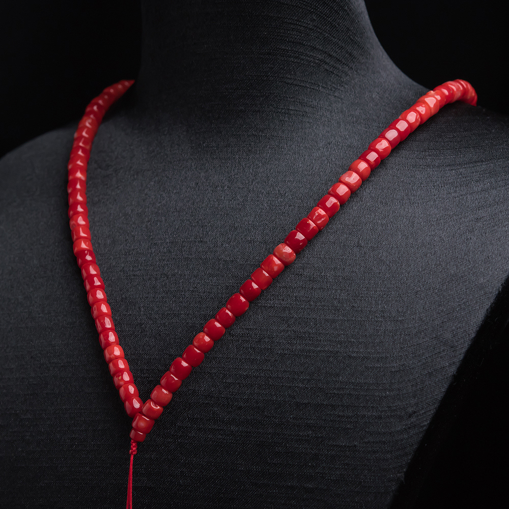 阿卡红珊瑚桶珠佛珠-红掌柜