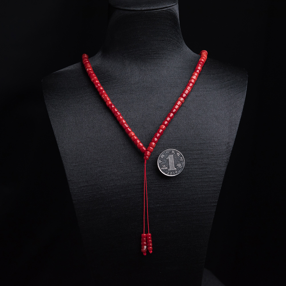 日本阿卡红珊瑚桶珠佛珠-红掌柜