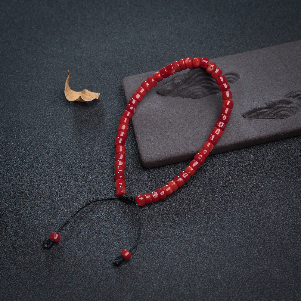 阿卡正红珊瑚桶珠手链-红掌柜