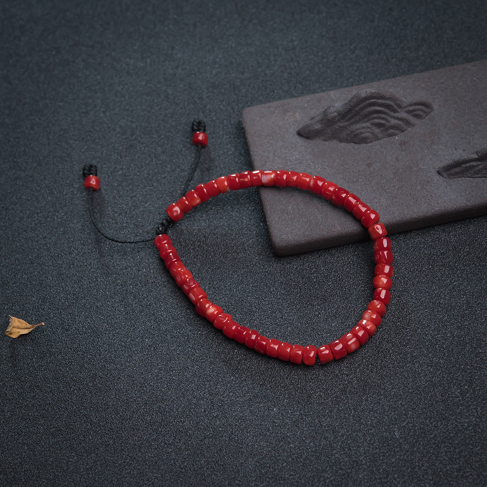 阿卡红珊瑚桶珠手链-红掌柜