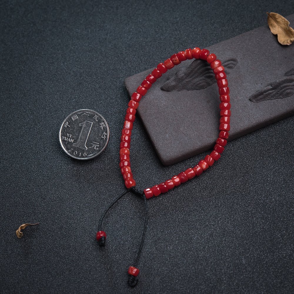 阿卡红珊瑚桶珠手链-红掌柜