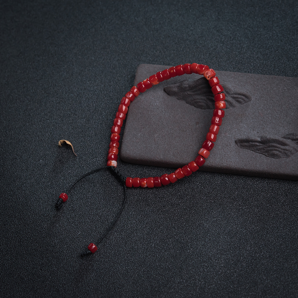 阿卡红珊瑚桶珠手链-红掌柜