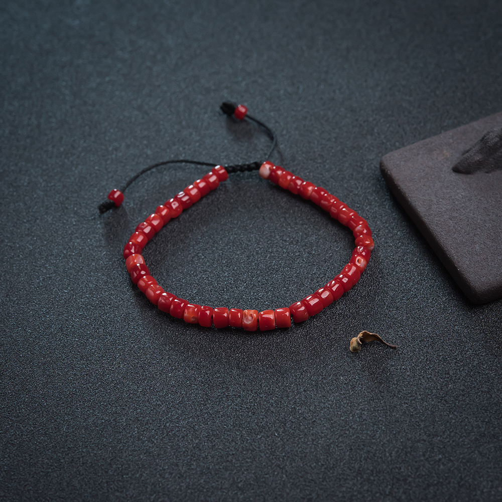 正红珊瑚桶珠手链-红掌柜