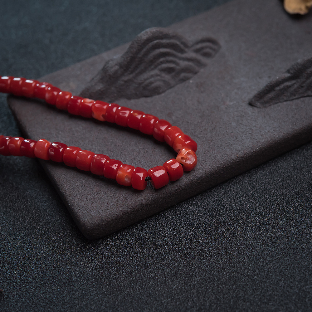 天然红珊瑚桶珠手链-红掌柜