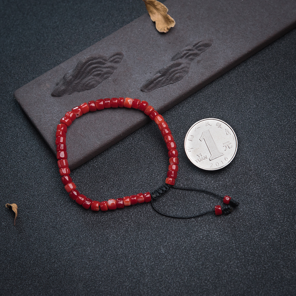 阿卡正红珊瑚桶珠手链-红掌柜