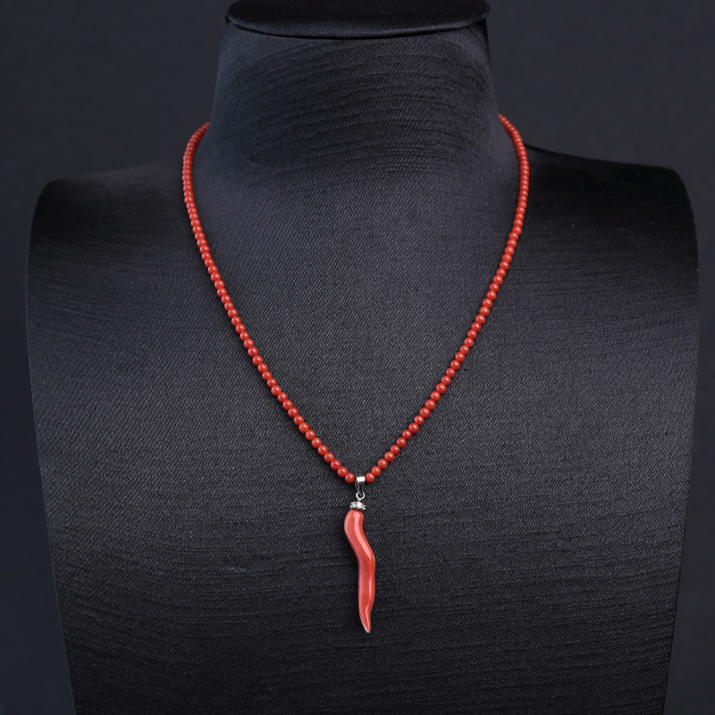 天然沙丁朱红珊瑚项链-红掌柜