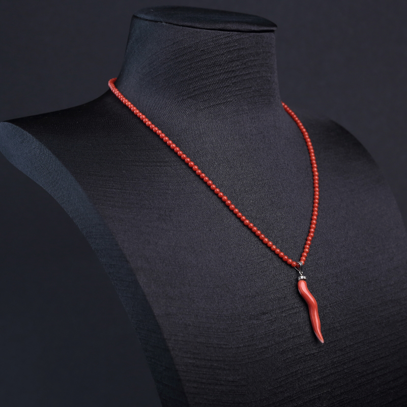 沙丁朱红珊瑚项链-红掌柜