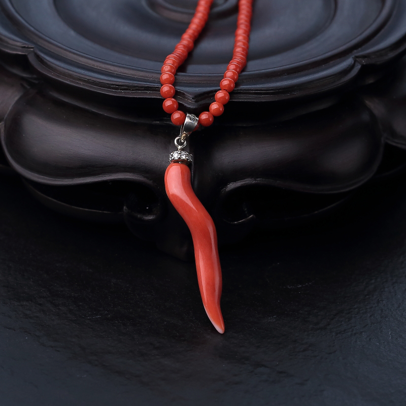 天然沙丁珊瑚项链-红掌柜