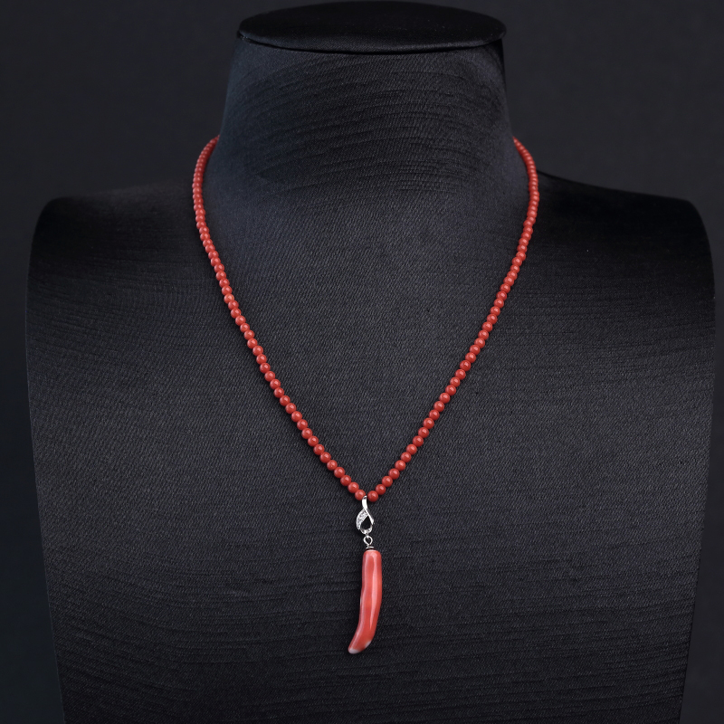 天然沙丁朱红珊瑚项链红掌柜