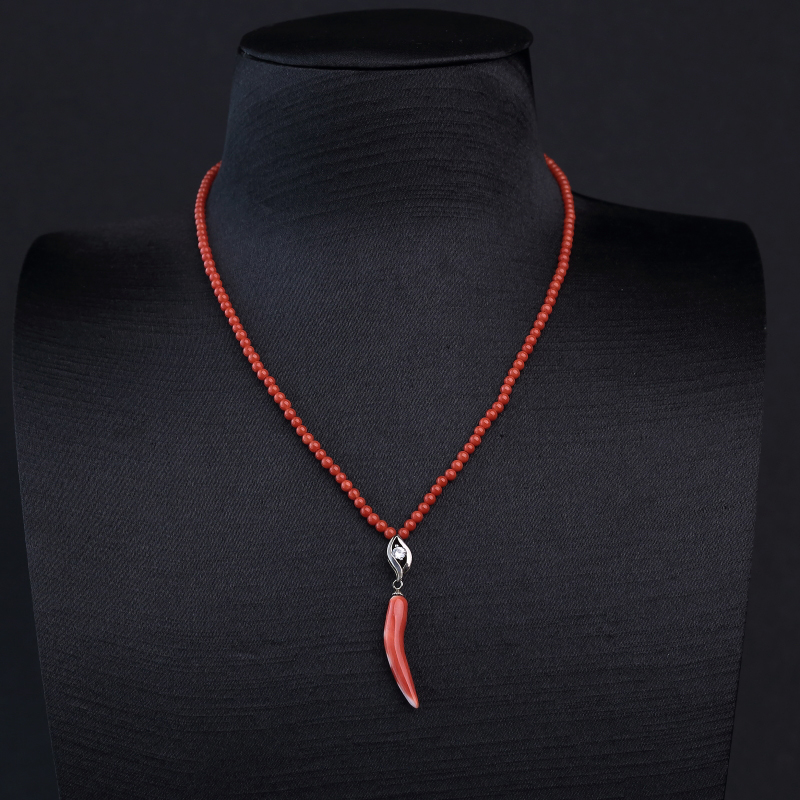 天然沙丁朱红珊瑚项链-红掌柜
