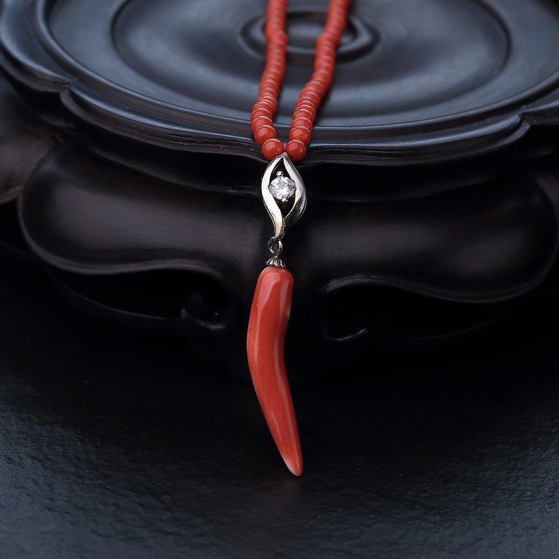 天然朱红珊瑚项链-红掌柜