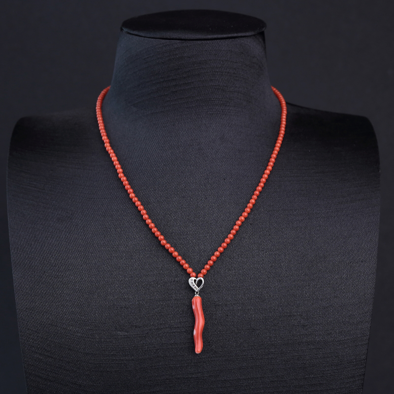 天然沙丁朱红珊瑚项链-红掌柜