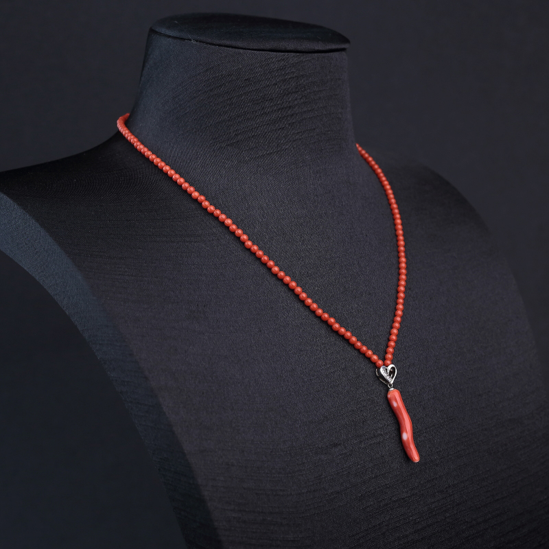 沙丁朱红珊瑚项链-红掌柜