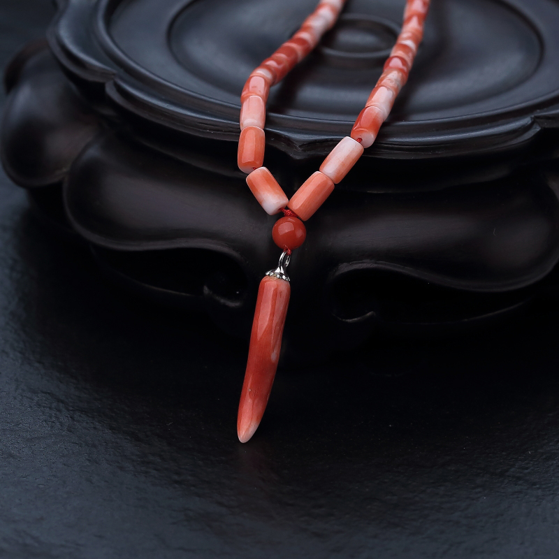 台湾天然MOMO橘色珊瑚项链-红掌柜