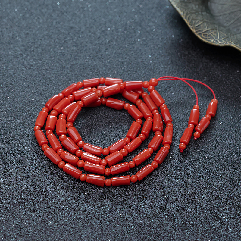 天然珊瑚桶珠项链-红掌柜