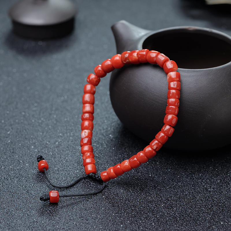 阿卡珊瑚桶珠手链-红掌柜