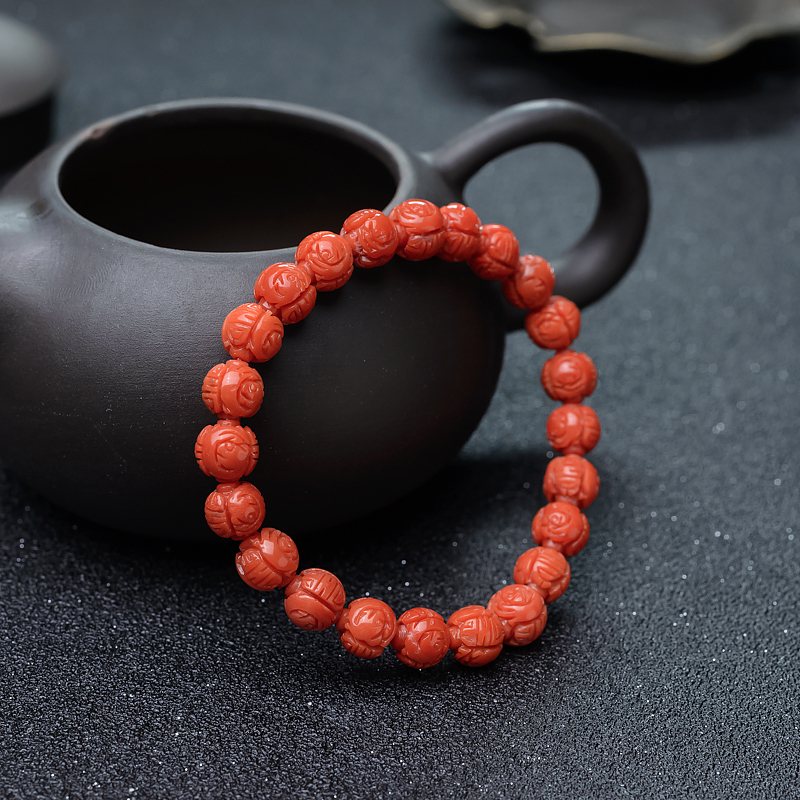 珊瑚龙珠单圈手串-红掌柜