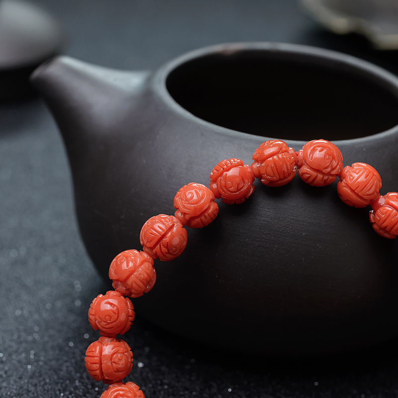珊瑚龙珠手串-红掌柜